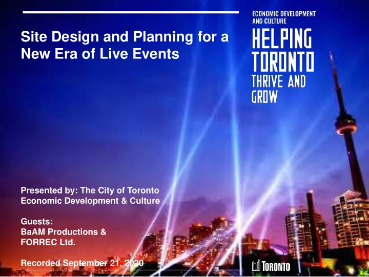 site design and planning for a new era of live events