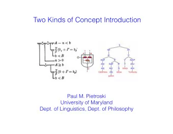 Two Kinds of Concept Introduction  Paul M. Pietroski  University of Maryland  Dept. of Linguistics,