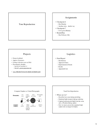 Assignments   Checkpoint 6  Tone Reproduction   Due Monday   Another extrashadow ray