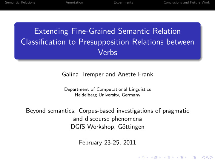 extending fine grained semantic relation classification