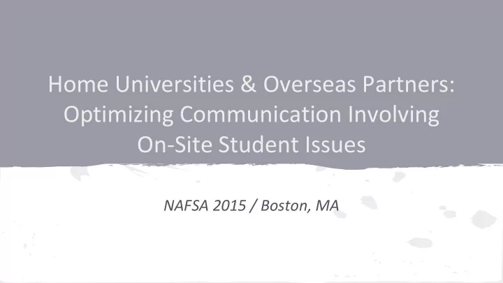 home universities overseas partners optimizing