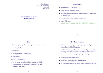 Practicalities  ENAR Spring Meeting  Pittsburgh  Short tutorial (105 minutes)  March 2004  High