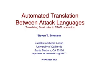 Automated Translation  Automated Translation  Between Attack Languages  Between Attack Languages