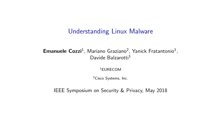 understanding linux malware