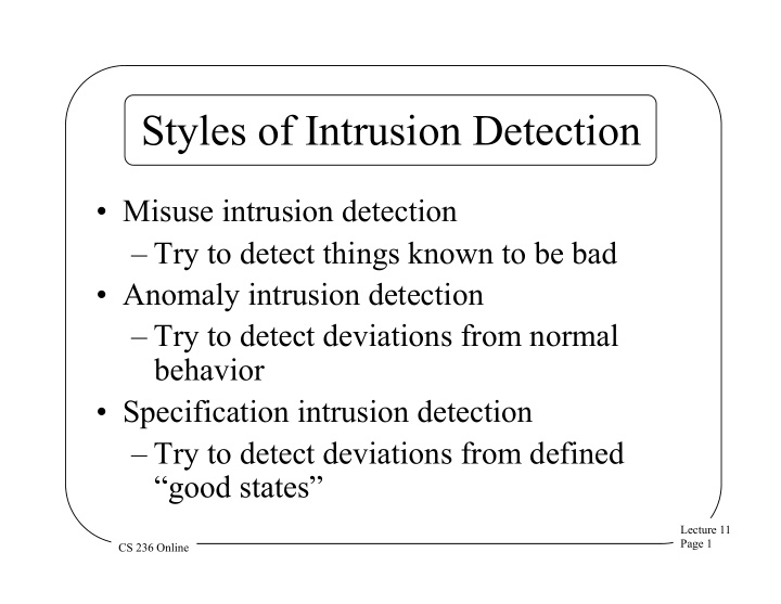 styles of intrusion detection