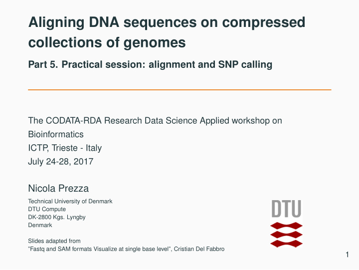 aligning dna sequences on compressed collections of