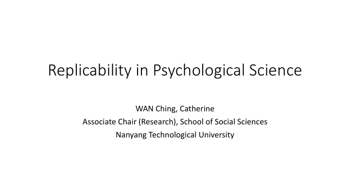 replicability in psychological science