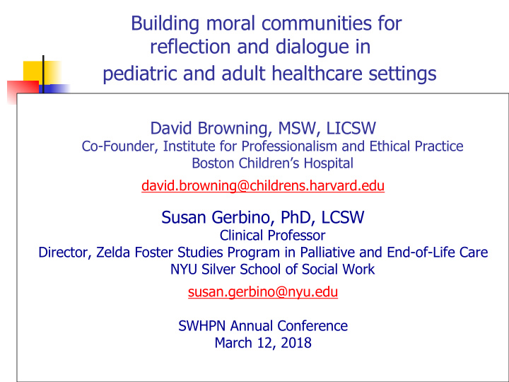 pediatric and adult healthcare settings david browning