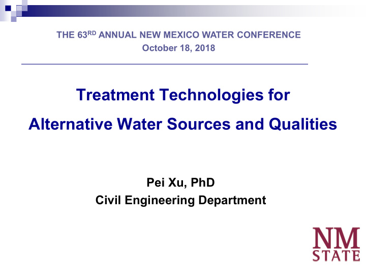 treatment technologies for alternative water sources and