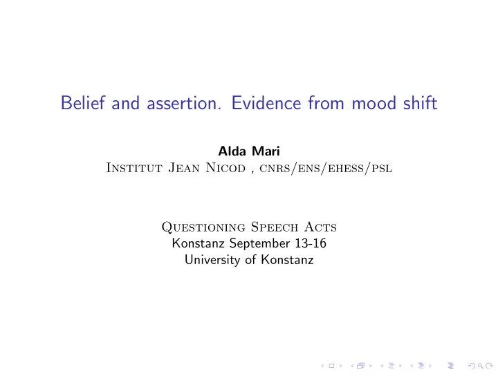 belief and assertion evidence from mood shift