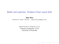 belief and assertion evidence from mood shift