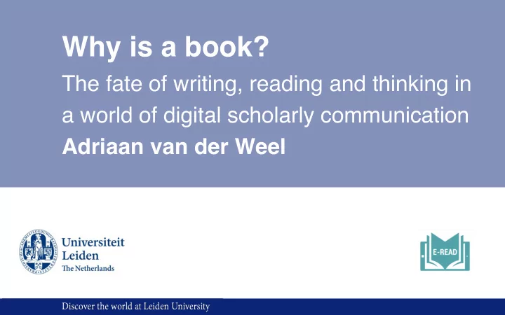 why is a book