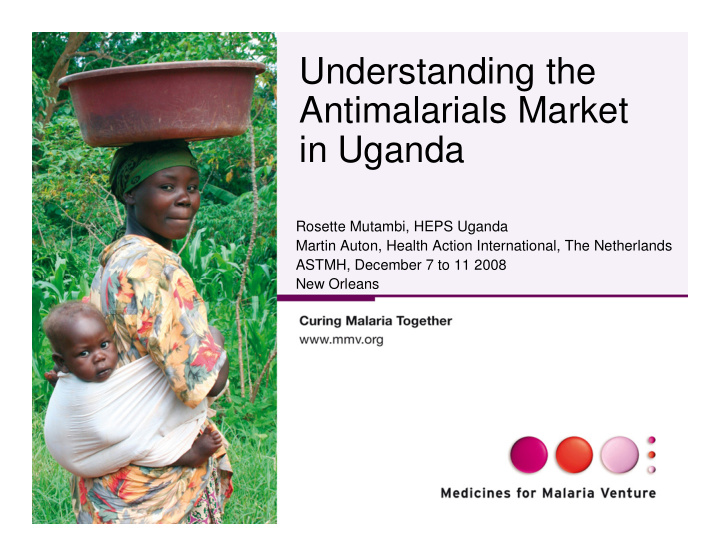 understanding the antimalarials market in uganda