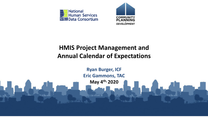 hmis project management and annual calendar of
