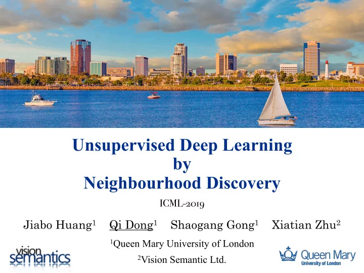 unsupervised deep learning by neighbourhood discovery