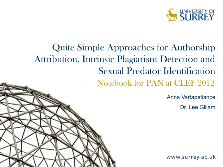quite simple approaches for authorship attribution