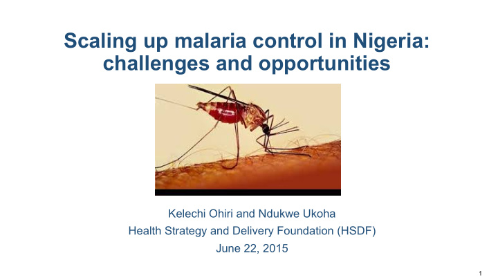 scaling up malaria control in nigeria challenges and