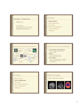 Overview  Scientific Visualization 4 What is SciVis?  Melanie Tory 4 Data &amp; Applications 4