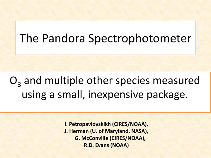 the pandora spectrophotometer