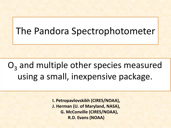 the pandora spectrophotometer