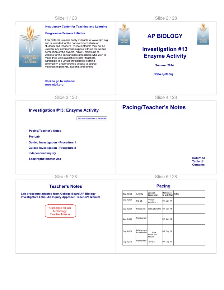 pacing teacher s notes
