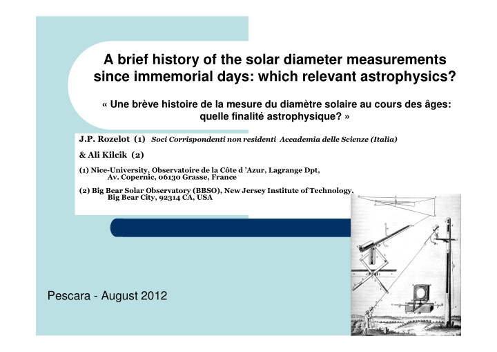 a brief history of the solar diameter measurements since