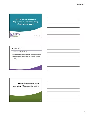 Or  al E  xpr  e ssion and  L  iste ning Compr  e he nsion  3  1  4/13/2017  Poll  What is your