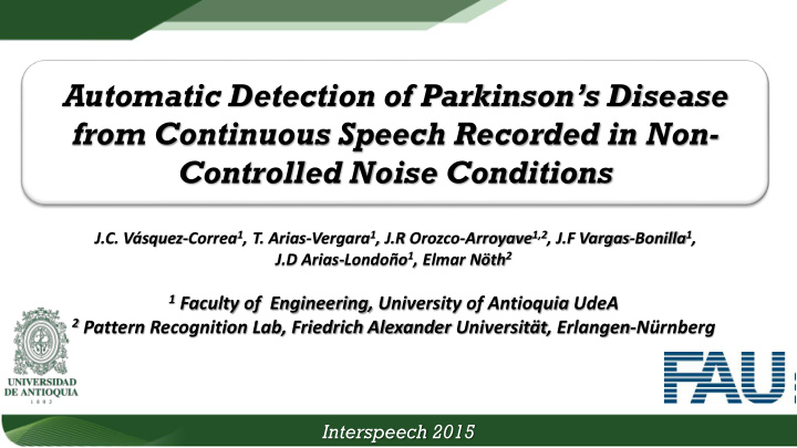 automatic detection of parkinson s disease