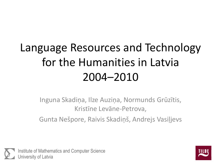 language resources and technology for the humanities in