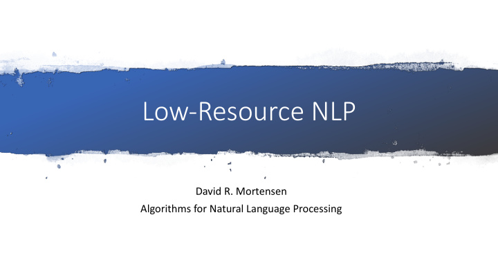 low resource nlp