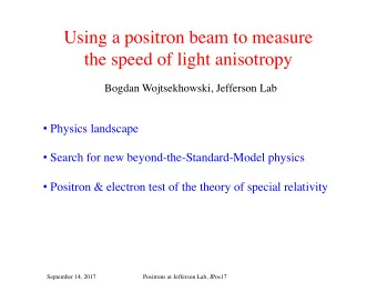 Using a positron beam to measure   the speed of light anisotropy  Bogdan Wojtsekhowski,