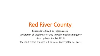 Red River County  Responds to Covid-19 (Coronavirus) Declaration of Local Disaster Due to Public