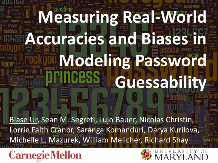 accuracies and biases in modeling password