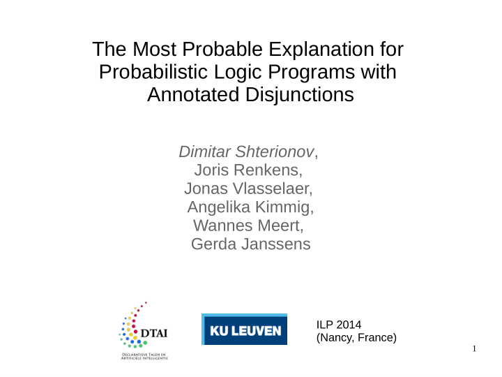 the most probable explanation for probabilistic logic