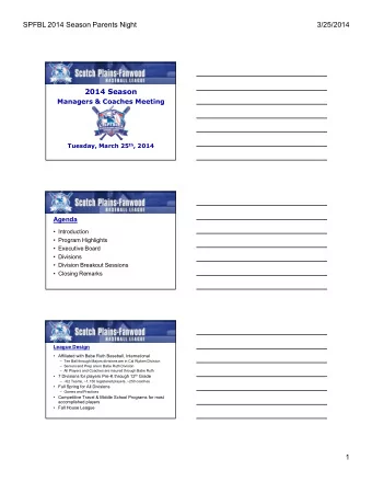 SPFBL 2014 Season Parents Night  3/25/2014