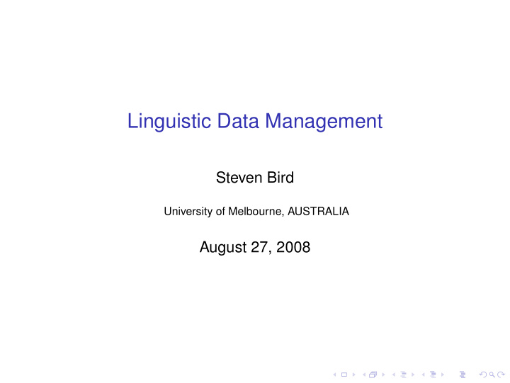 linguistic data management