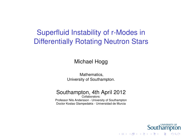 superfluid instability of r modes in differentially