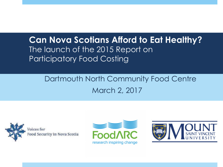 can nova scotians afford to eat healthy