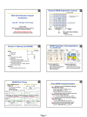 Page 1  Increasing Bandwidth - Interleaving  Main Memory Performance  Access Pattern without