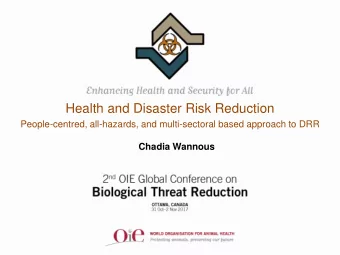 Chadia Wannous  Coherence and synergy  The goal is to achieve risk-informed sustainable