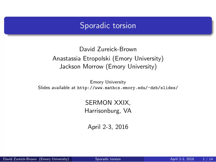sporadic torsion