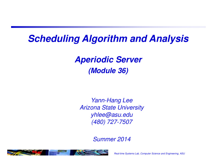 scheduling algorithm and analysis