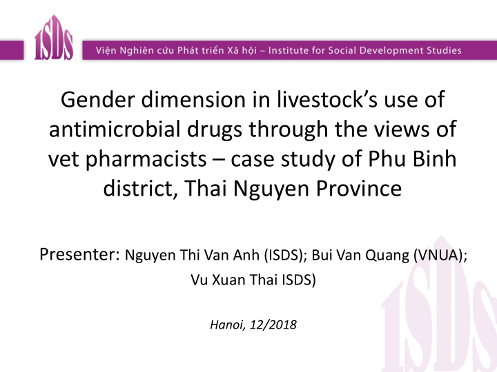 gender dimension in livestock s use of antimicrobial
