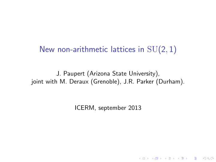 new non arithmetic lattices in su 2 1