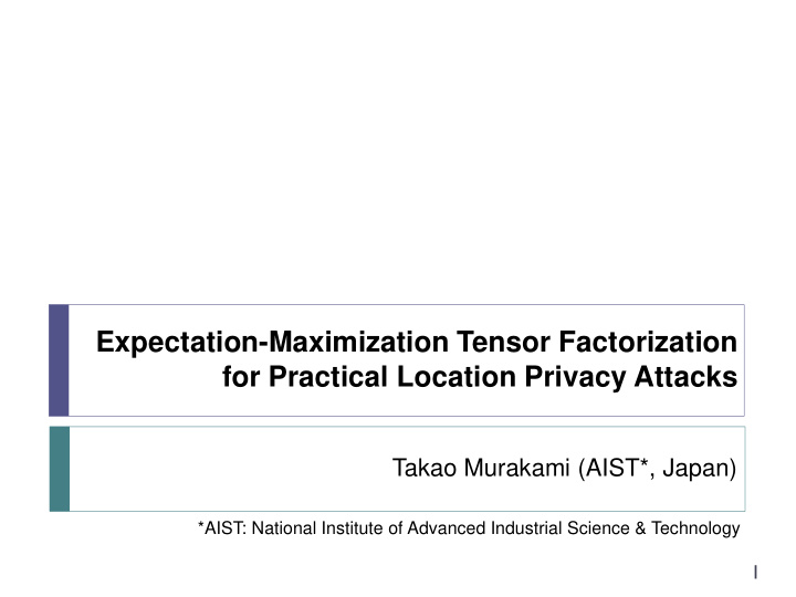 expectation maximization tensor factorization for