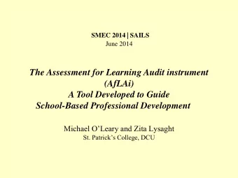Presentation Roadmap  1.  Definitions of AfL and synopsis of key research findings  2.  Assessment