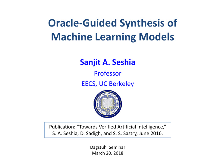 oracle guided synthesis of machine learning models
