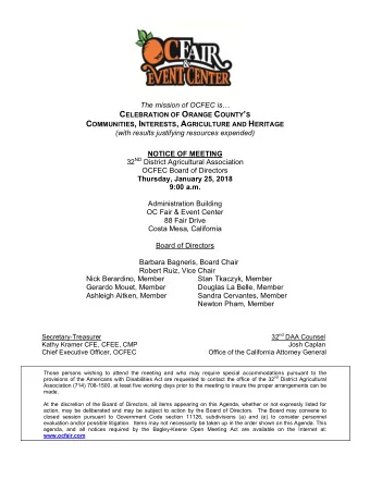 The mission of OCFEC is C ELEBRATION OF O RANGE C OUNTY  S C OMMUNITIES , I NTERESTS , A