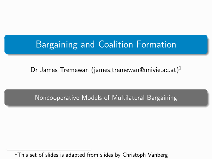 bargaining and coalition formation