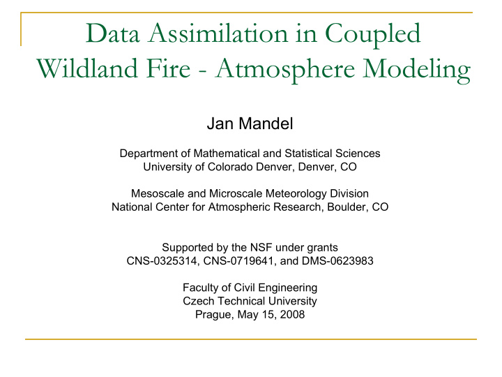 data assimilation in coupled wildland fire atmosphere